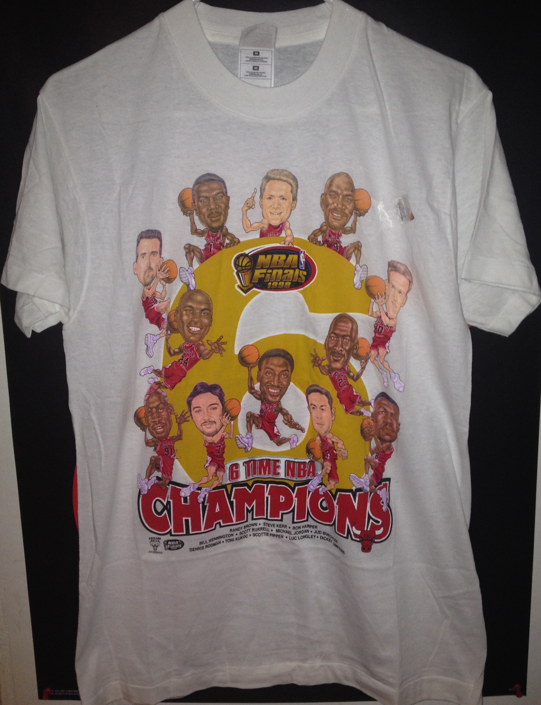 VINTAGE CHICAGO BULLS 6 TIME NBA CHAMPIONS T-SHIRT BY: HANES